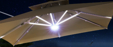 3m Square Sun Umbrella with LED Light︳Roman Umbrella Outdoor