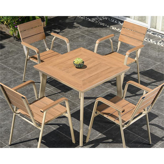 80*80CM Square B02 Eco-friendly Wooden Dining table and Chair Set︳Outdoor Furniture Balcony Garden