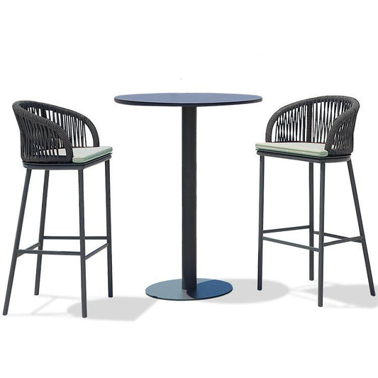 (BA01) Tall Bar table and chair Set - Aluminum Table Top