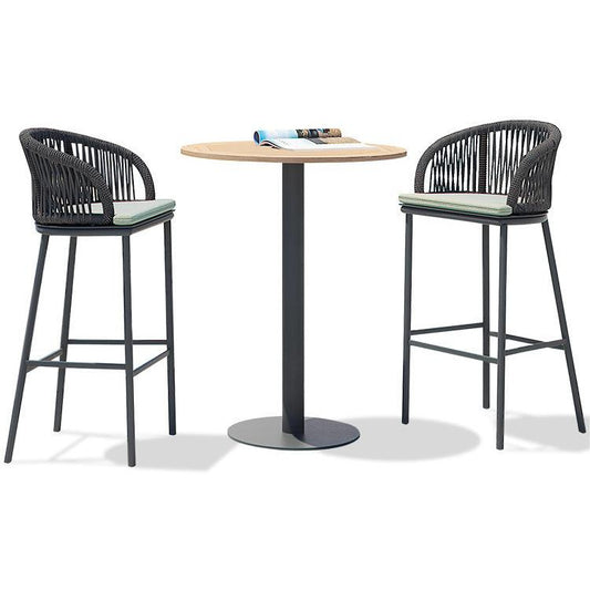 (BA02) Tall Bar table and chair Set  - Wooden Table Top